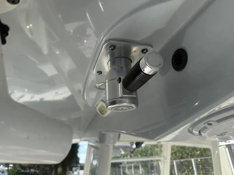 Slide: The Image of Close-up of a 2019 Cobia 301 Center Console boat component. - 12
