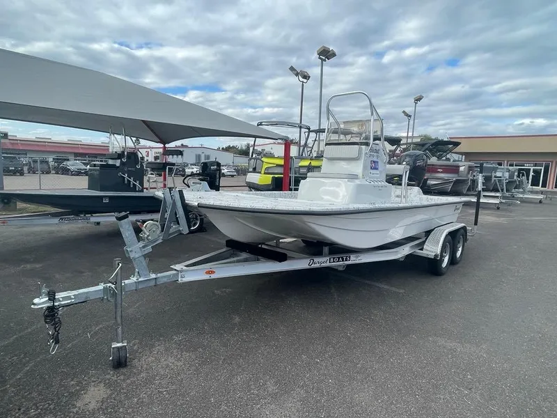 Slide: The Image of 2024 Dargel Skout 210 boat on trailer in outdoor dealership lot. - 4