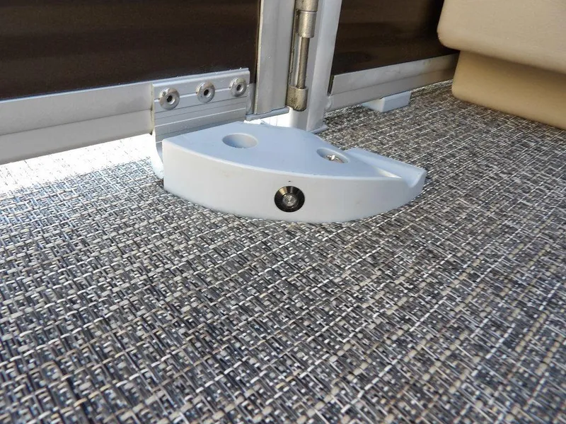 Slide: The Image of Bennington S Quad Bench 21 SSR 2025 interior detail with textured flooring and metal fixture. - 16