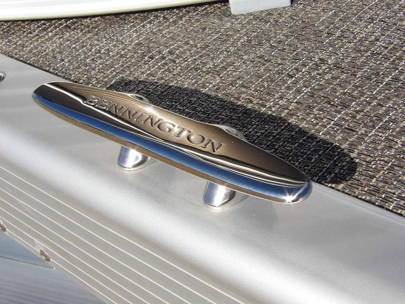 Slide: The Image of Bennington S Quad Bench 21 SSR 2025 boat cleat on textured deck surface. - 36