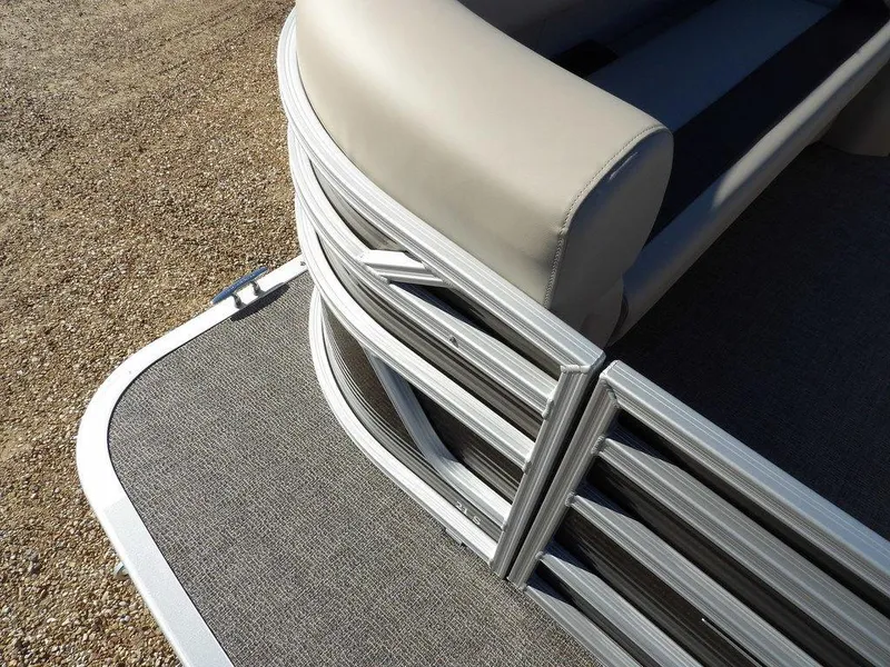 Slide: The Image of 2025 Bennington S Quad Bench 21 SSR pontoon boat corner detail. - 9