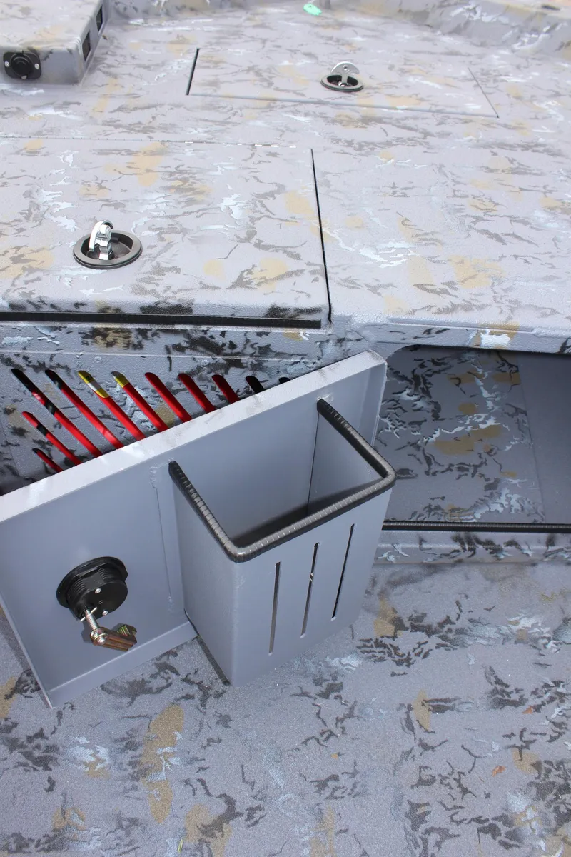 Slide: The Image of Excel Eclipse 1554 boat deck with storage compartments, 2025 model. - 21