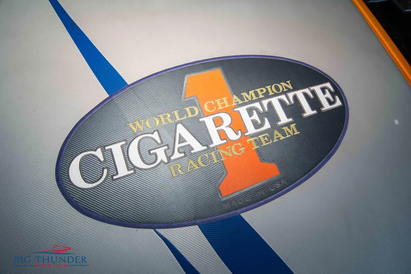 Slide: The Image of World Champion Cigarette Racing Team logo on 2007 Cigarette 42X boat. - 13