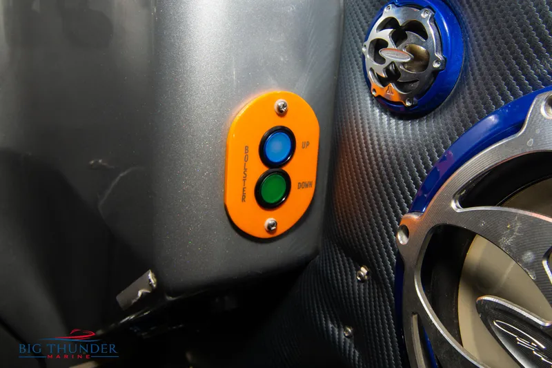 Slide: The Image of Close-up of 2007 Cigarette 42X boat controls and speaker system. - 41