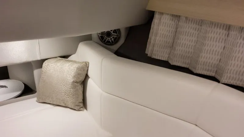 Slide: The Image of Luxurious interior of 2025 Formula 330 Crossover Bowrider with plush seating and elegant decor. - 13