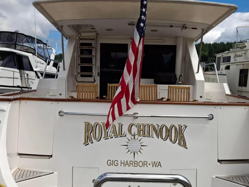 Slide: The Image of 2004 Ocean Alexander 64 Pilothouse yacht, "Royal Chinook," docked in Gig Harbor, WA. - 46