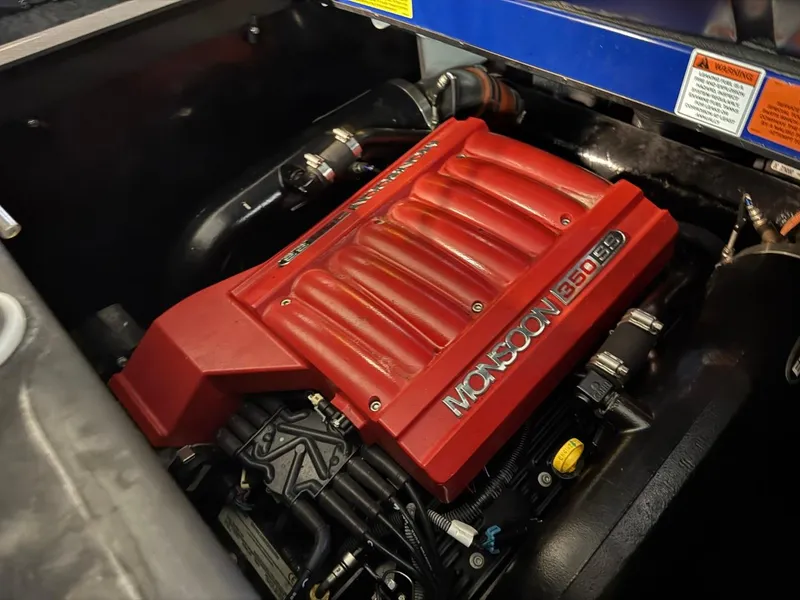 Slide: The Image of 2015 Malibu Wakesetter 22 MXZ engine, Monsoon 350 HP, red cover. - 26