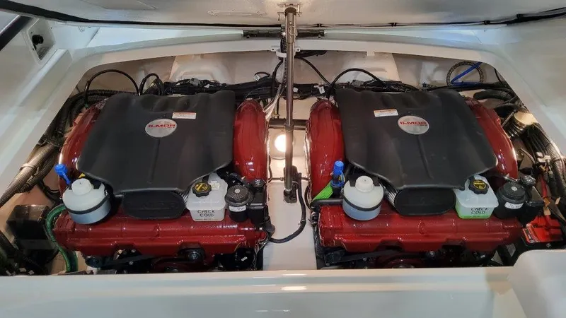 Slide: The Image of Twin engines in 2025 Formula 290 Bowrider boat, showcasing powerful performance. - 14