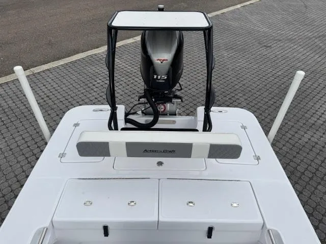 Slide: The Image of 2025 Action Craft 17 Flats boat with 115 HP engine, rear view. - 19