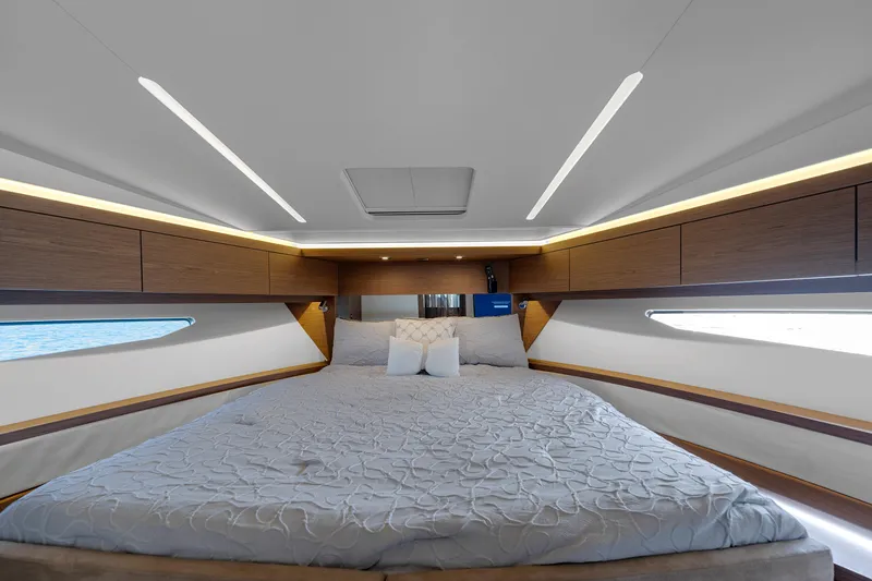 Slide: The Image of Luxurious interior of 2018 Jeanneau Leader 46 yacht with spacious bed and modern design. - 43