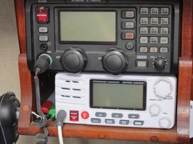 Slide: The Image of Marine radio equipment on 1987 Pacific Seacraft PS37 sailboat. - 13