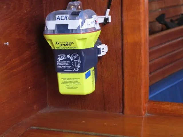 Slide: The Image of ACR GlobalFix PRO EPIRB mounted on 1987 Pacific Seacraft PS37 interior. - 15