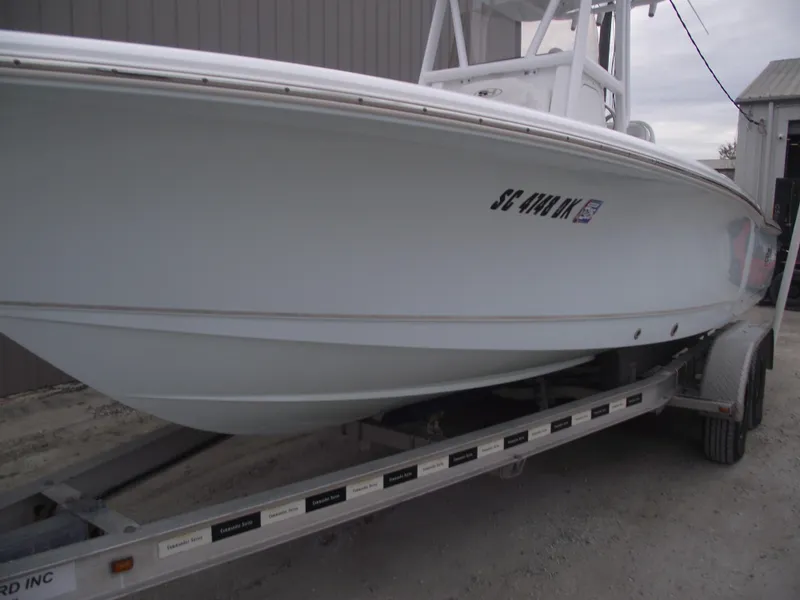 Slide: The Image of 2019 Sea Hunt BX 22 BR boat on trailer, side view. - 2