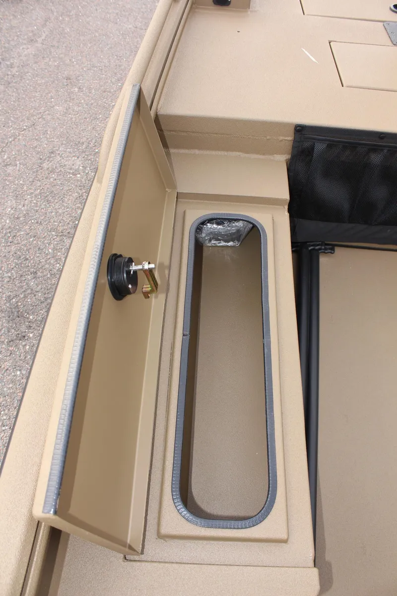Slide: The Image of 2025 Excel 1860 F4 Shallow Water boat storage compartment detail. - 18
