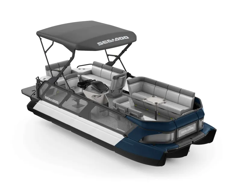 Slide: The Image of 2025 Sea-Doo SWITCH CRUISE 18 230 pontoon boat with canopy and spacious seating. - 5