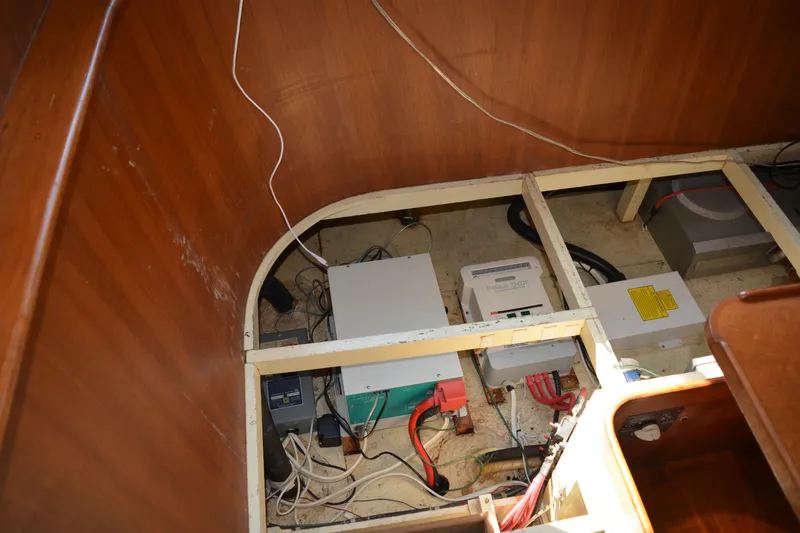 Slide: The Image of Electrical components in 1983 Albin Double Cabin boat interior. - 49