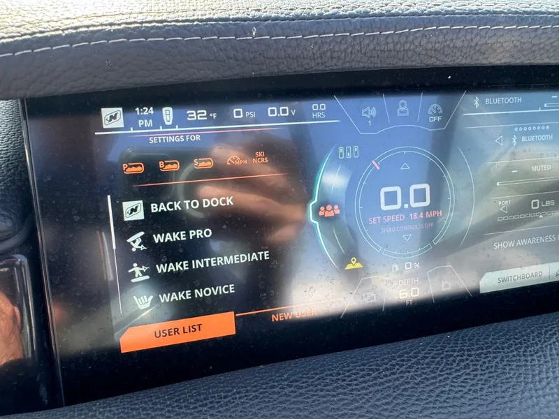 Slide: The Image of Touchscreen display of 2018 Nautique Super Air Nautique GS24 boat settings. - 30