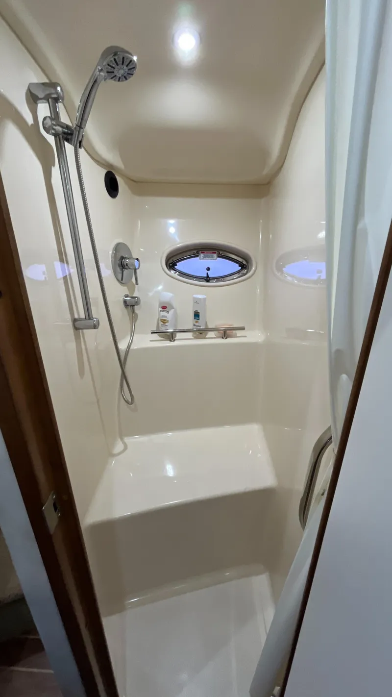 Slide: The Image of Shower area in 2008 Sea Ray 380 Sundancer yacht with modern fixtures. - 48