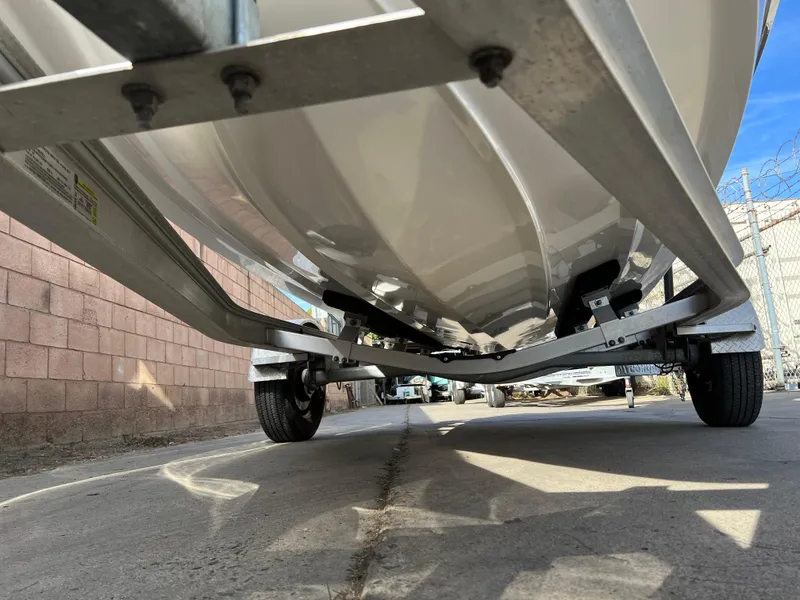 Slide: The Image of 2017 Chaparral 19 H2O Sport boat on trailer, viewed from underneath. - 27