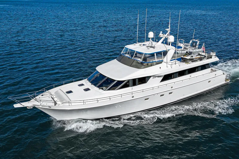 Slide: The Image of Nordlund 1995 Cockpit Motor Yacht cruising on open water. - 2