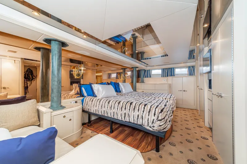 Slide: The Image of Luxurious 1995 Nordlund Cockpit Motor Yacht bedroom with elegant decor and plush bedding. - 38