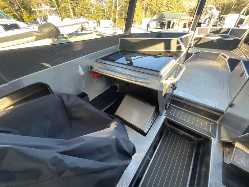 Slide: The Image of 2023 Viggo C8 boat interior with modern design and sleek seating. - 18