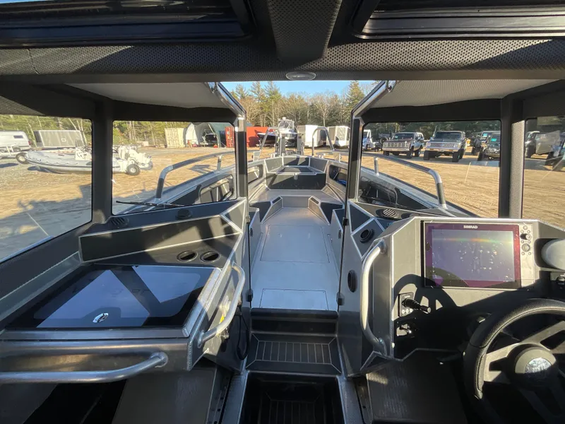 Slide: The Image of Interior view of 2023 Viggo C8 boat with modern dashboard and navigation system. - 19