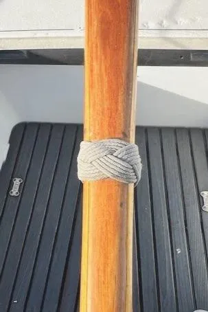 Slide: The Image of Wooden mast with rope knot on Kaiser Gale Force 34, 1980 sailboat. - 37
