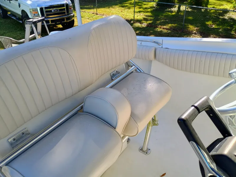 Slide: The Image of 2007 Hydra-Sports 2500CC Vector boat interior with beige seating and steering wheel. - 11