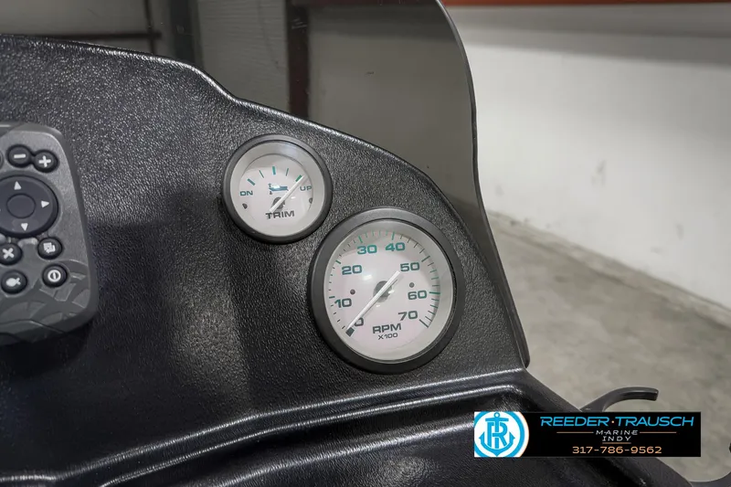 Slide: The Image of Dashboard of 2021 Lowe Skorpion 17 boat with RPM gauges. - 28
