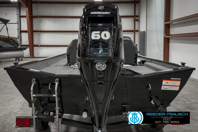 Slide: The Image of 2021 Lowe Skorpion 17 boat with Mercury 60 engine in a warehouse. - 5