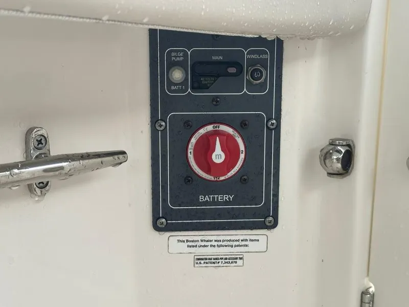 Slide: The Image of Battery switch panel on 2020 Boston Whaler 230 Vantage boat. - 20