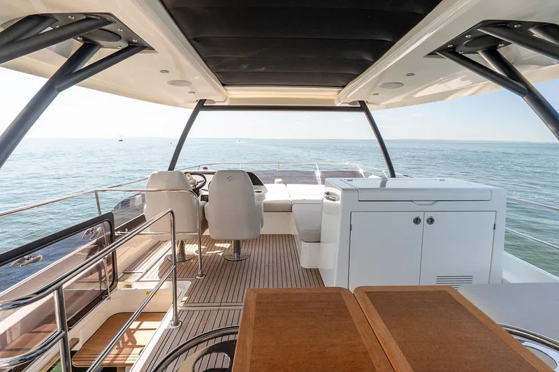 Slide: The Image of Luxurious 2026 Prestige F5.7 yacht interior with ocean view and modern amenities. - 29