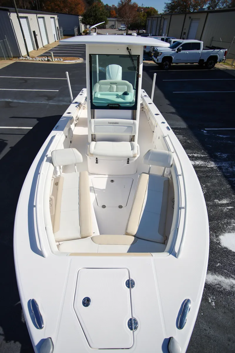 Slide: The Image of 2017 Everglades 253 Center Console boat in parking lot, aerial view. - 22