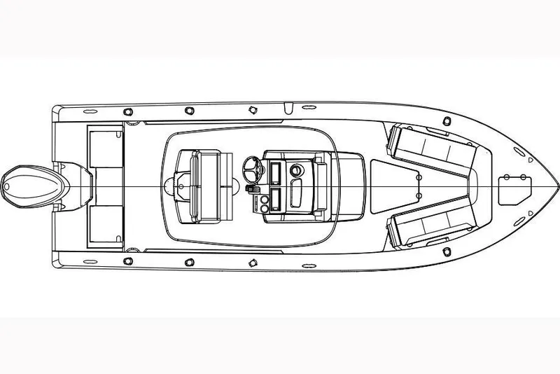 Slide: The Image of Top view schematic of 2017 Everglades 253 Center Console boat. - 29