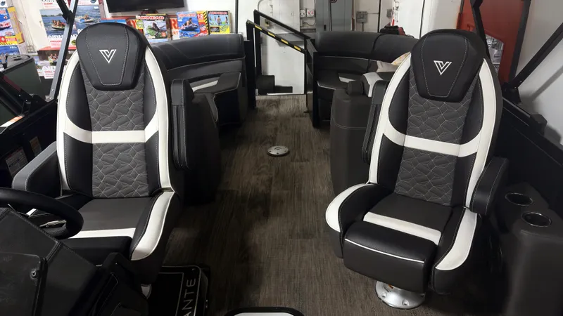 Slide: The Image of 2024 Viaggio Diamante U interior with luxurious black and white seating. - 3