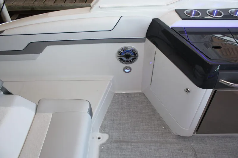 Slide: The Image of 2026 Formula 310 Sun Sport boat interior with sleek seating and modern design elements. - 39
