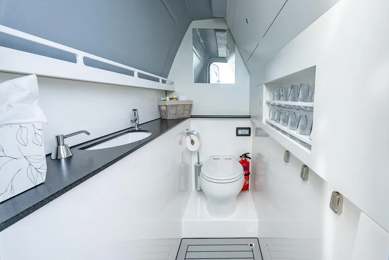 Slide: The Image of Luxurious bathroom in 2025 Wajer 38s yacht, featuring modern fixtures and sleek design. - 24