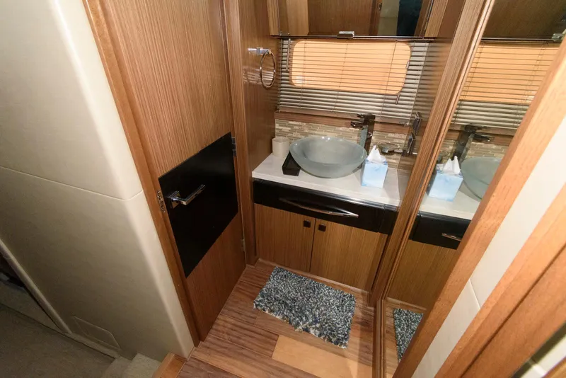 Slide: The Image of Luxurious bathroom interior of 2016 Sea Ray L590 Fly yacht with modern fixtures. - 35