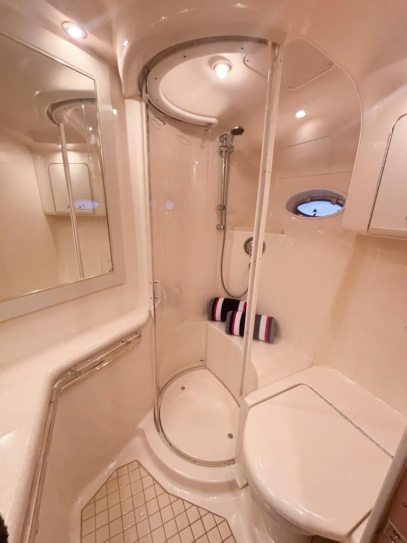 Slide: The Image of Luxurious bathroom in 1999 Sea Ray 540 Sundancer yacht with shower and seating. - 41