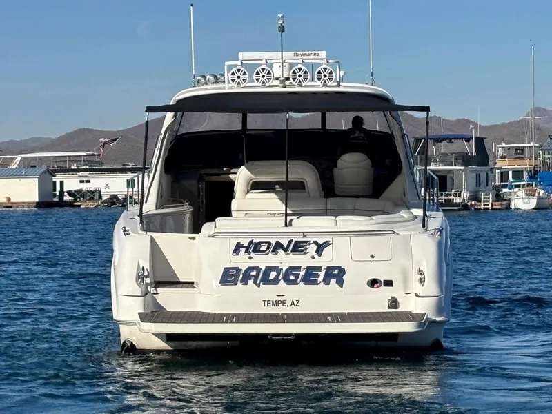 Slide: The Image of 1999 Sea Ray 540 Sundancer yacht named "Honey Badger" docked in Tempe, AZ. - 6