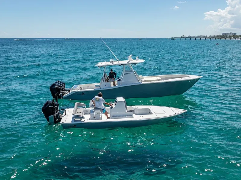 Slide: The Image of 2025 Billfish 39 Center Console with Tower on open sea. - 18