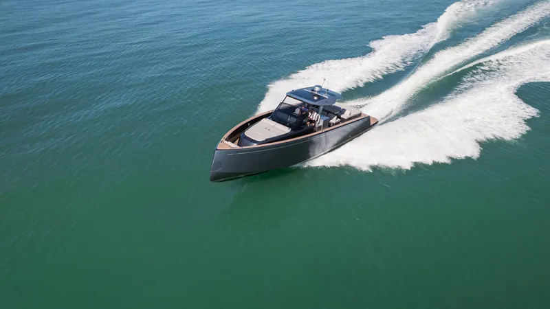 Slide: The Image of 2025 Pardo Yachts P43 cruising on open water, showcasing sleek design and powerful performance. - 17