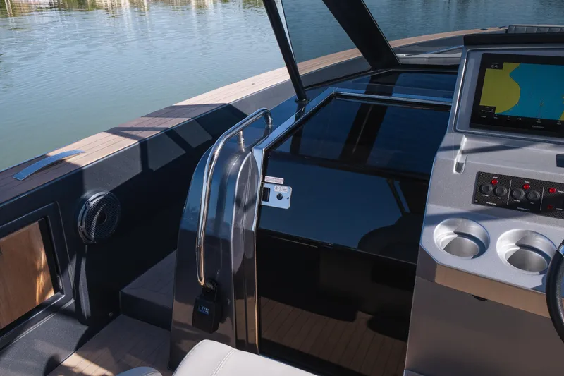 Slide: The Image of Cockpit of 2025 Pardo Yachts P43 with navigation system and sleek design. - 36
