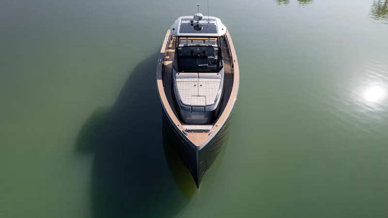 Slide: The Image of 2025 Pardo Yachts P43 on calm water, aerial view. - 8