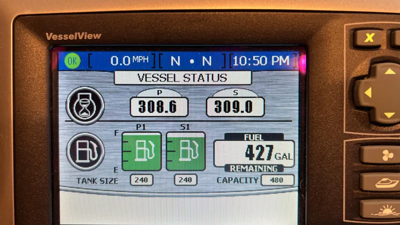 Slide: The Image of VesselView display showing fuel status on 2008 Monticello River Yacht. - 54