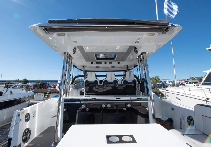 Slide: The Image of 2021 Jeanneau Leader 12.5 WA boat interior, featuring sleek design and modern amenities. - 8