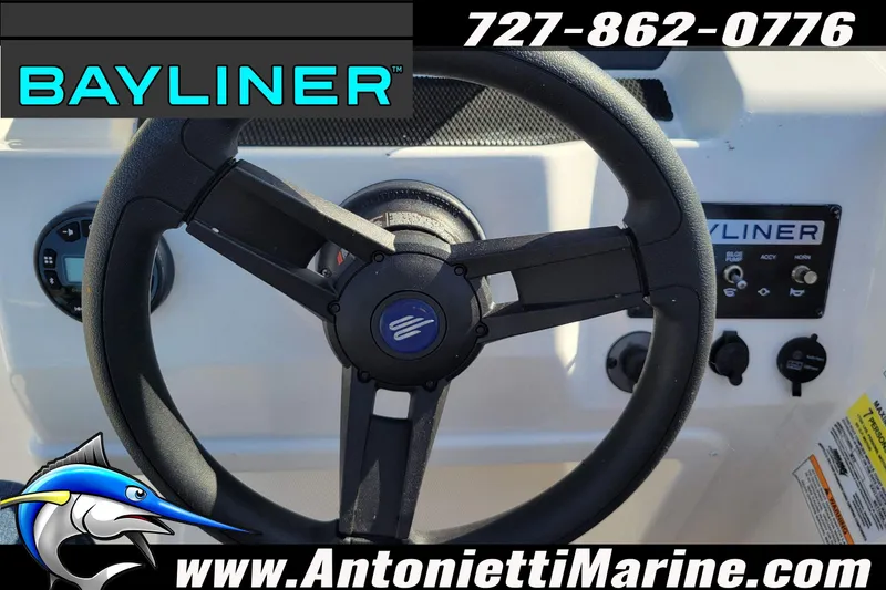 Slide: The Image of Steering wheel of 2025 Bayliner Element M17 boat at Antonietti Marine. - 39