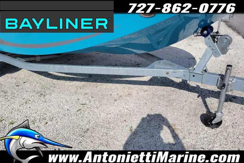 Slide: The Image of 2025 Bayliner Element M17 boat trailer at Antonietti Marine dealership. - 6