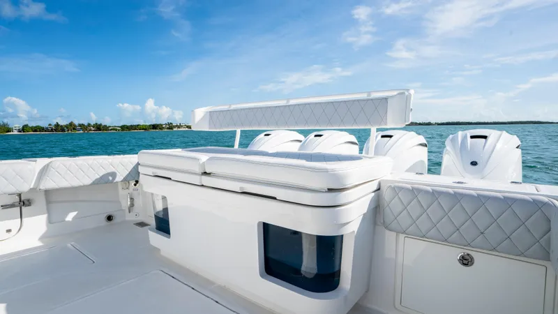 Slide: The Image of Luxury HCB 53 Sueños boat interior, 2021 model, with ocean backdrop. - 6